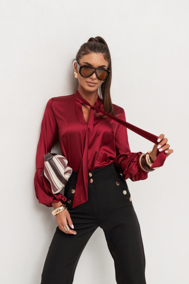 Koszula satynowa VIVIENNE - Bordo - M